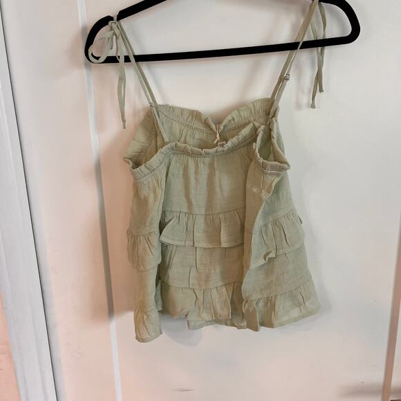NWT Anthropologie Blu Pepper Light Sage Ruffle Tiered Top Size Large - Picture 6 of 11